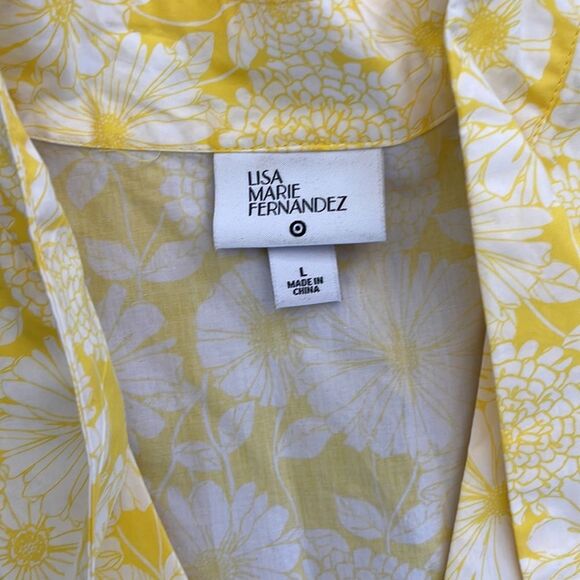 Lisa Marie Fernandez X Target Yellow Floral Tiered Trapeze Dress Sz Large - Picture 7 of 10